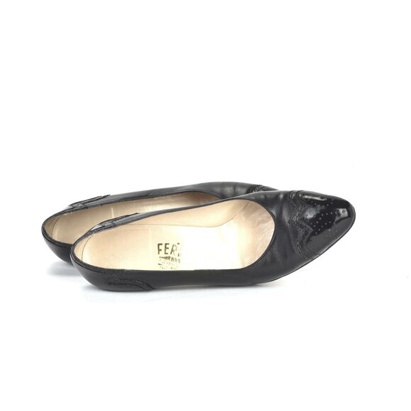 VTG Salvadore Ferragamo Wing Tip Snake Skin Inlay Pump Florence Italy Size 6.5 - Picture 5 of 6